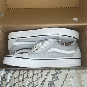 light gray vans never worn, women’s 10, with box